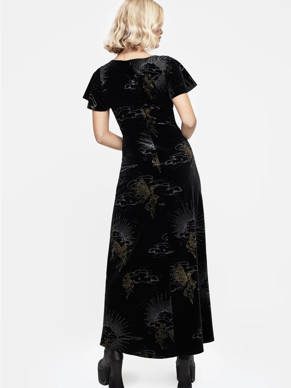 Adelina Foil Print Velour Midaxi Dress - Picture 3 of 5